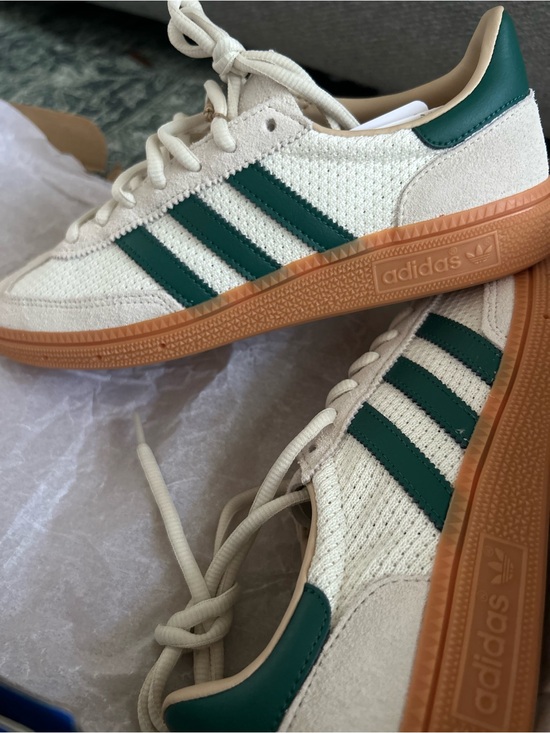 adidas Shoes - Adidas off white, green stripes and gum soles Size 5M - Women's 7